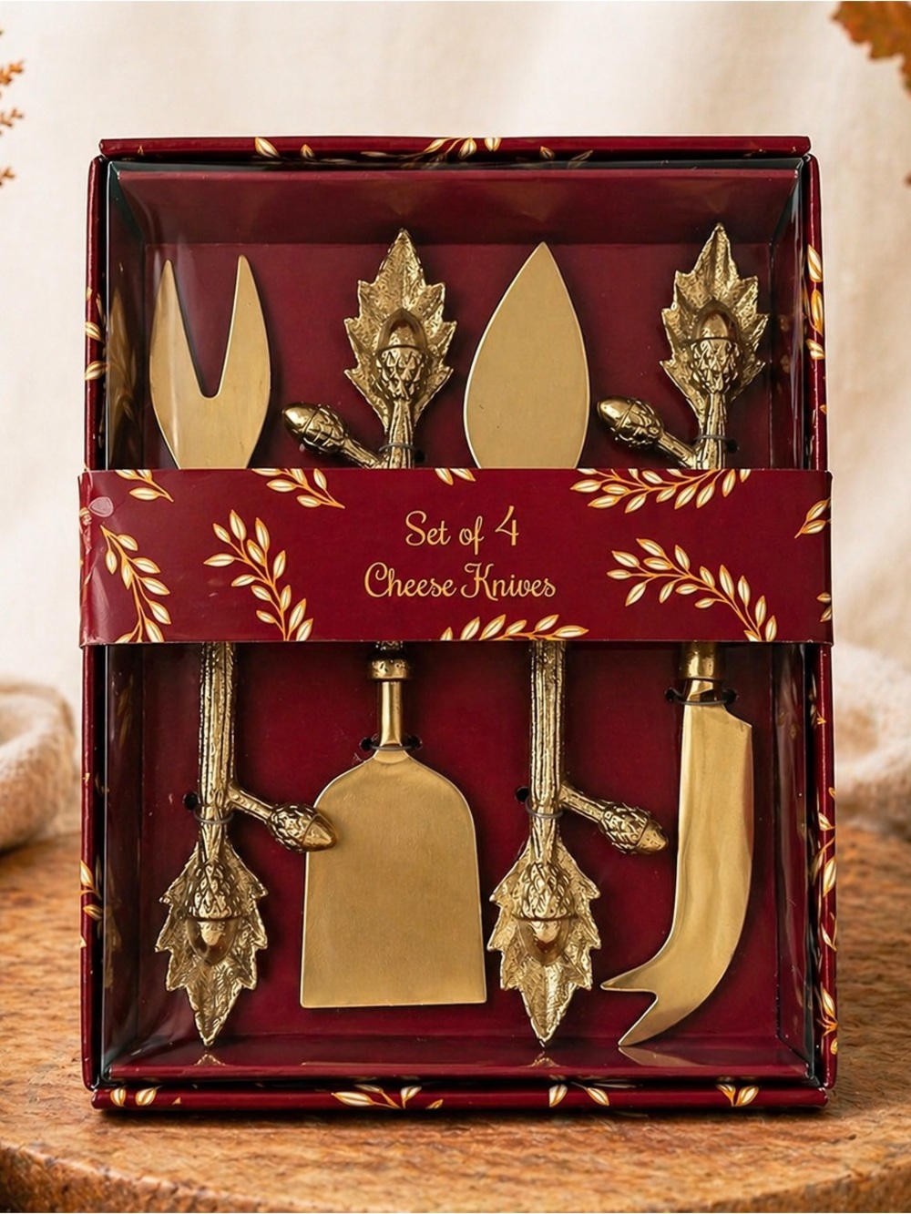 Fall Set Of 4‎ Cheese Knives Cutting Utensils Home Decor